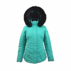 Obermeyer Tuscany II Winter Ski Jacket Womens 12 Large Green Pixie Dust Black